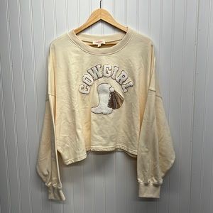 Peach Love Cowgirl Cropped Sweatshirt Sz L
